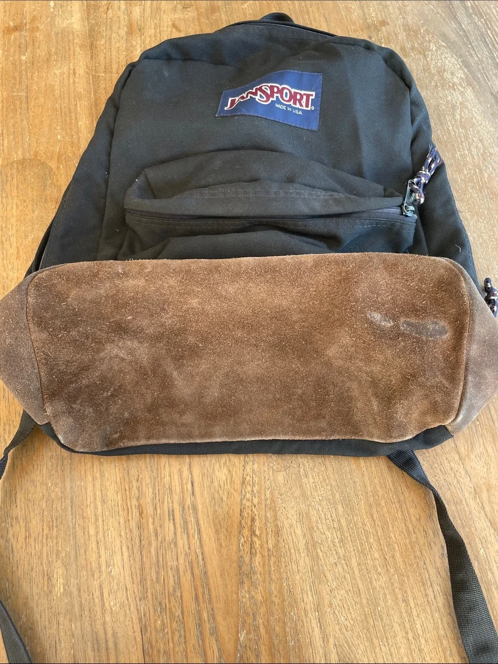 Jansport vintage black backpack suede leather bottom